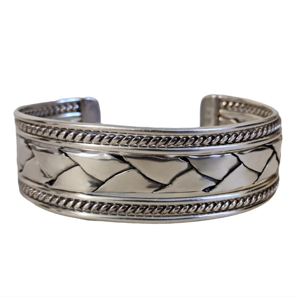 Massive Sterling Silver Braided Cuff Bracelet - Picture 2 of 16